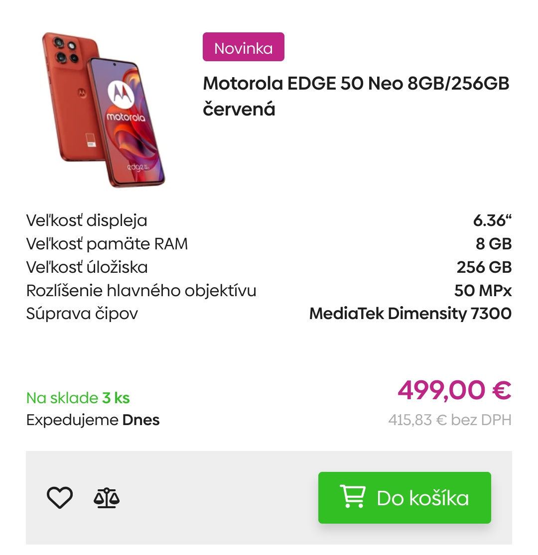 Motorola Edge 50 NEO úplne nový, zľava, pôv.c: 500€