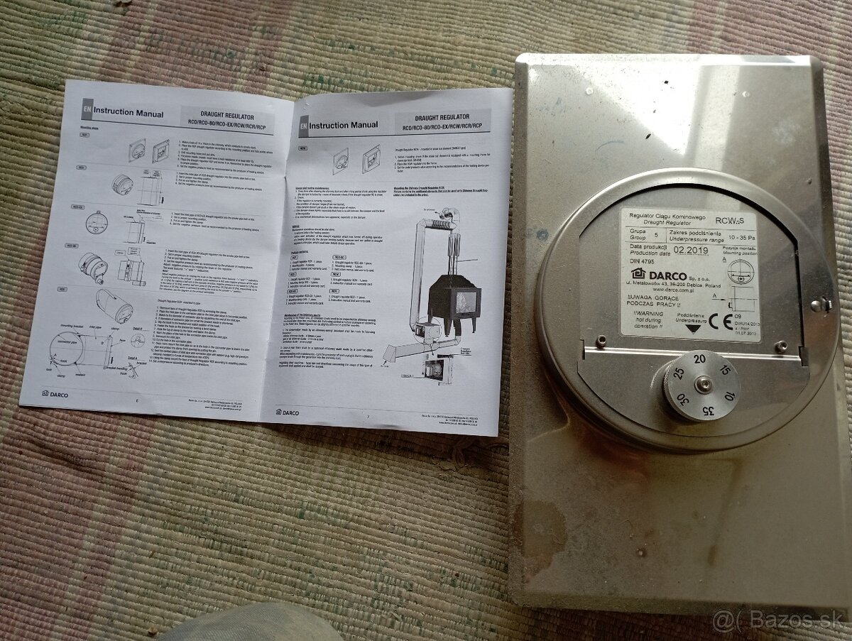 Regulátor komínového ťahu RCW do čistiaceho otvoru zn. Darco
