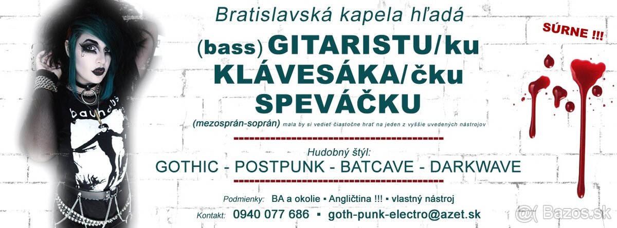 Hľadá sa Bass-Gitaristka, Klávesáčka, Speváčka (gothic)