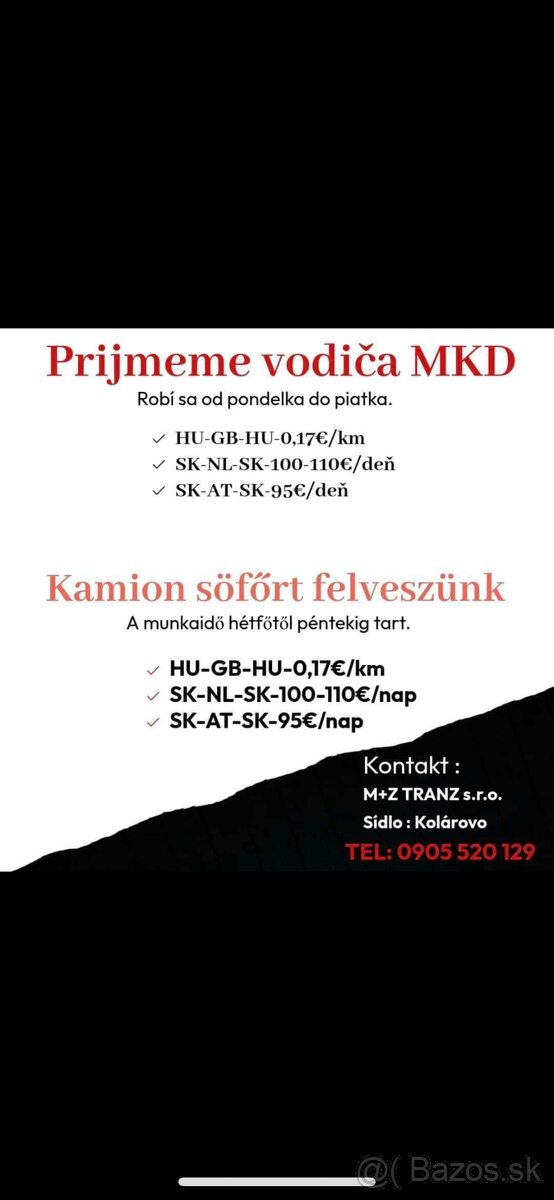 Prijmeme vodičov MKD