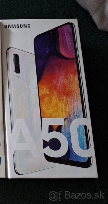 Samsung A50, krabica, prasknuté sklíčko