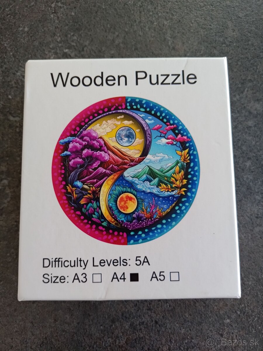 Drevené Puzzle Ying Yang A4