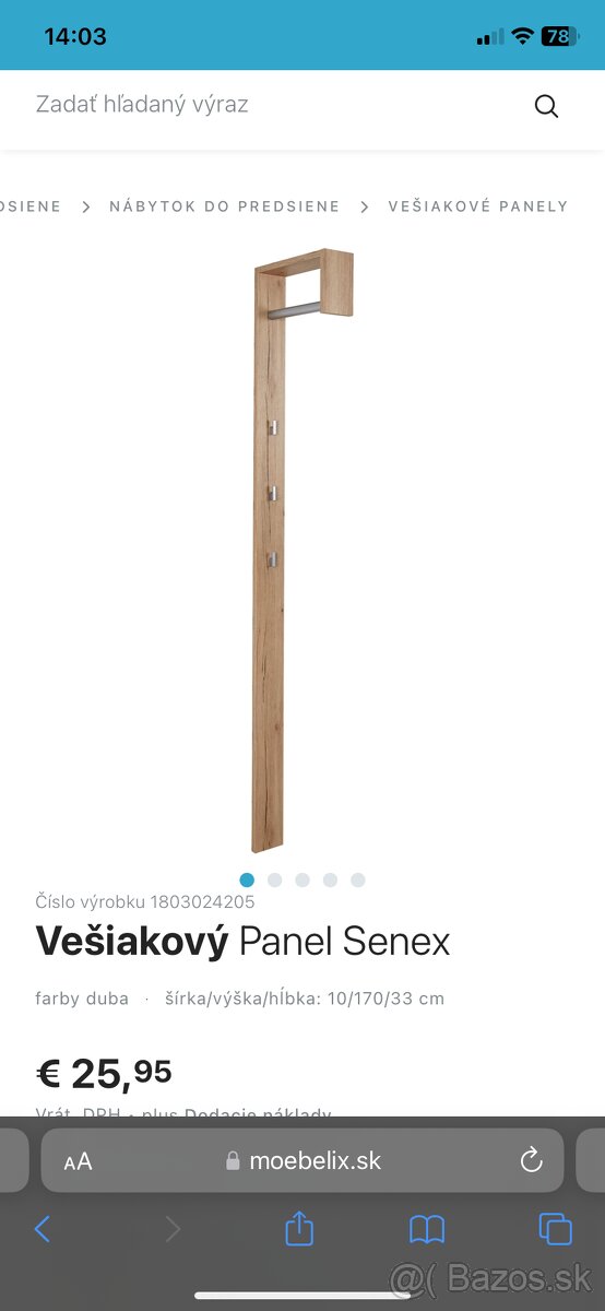 Vešiakový panel Senex z Möbelixu