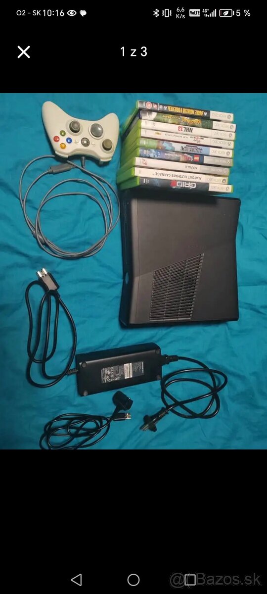 Xbox 360s + 4xhra + 1x nabíjačka na ovládač