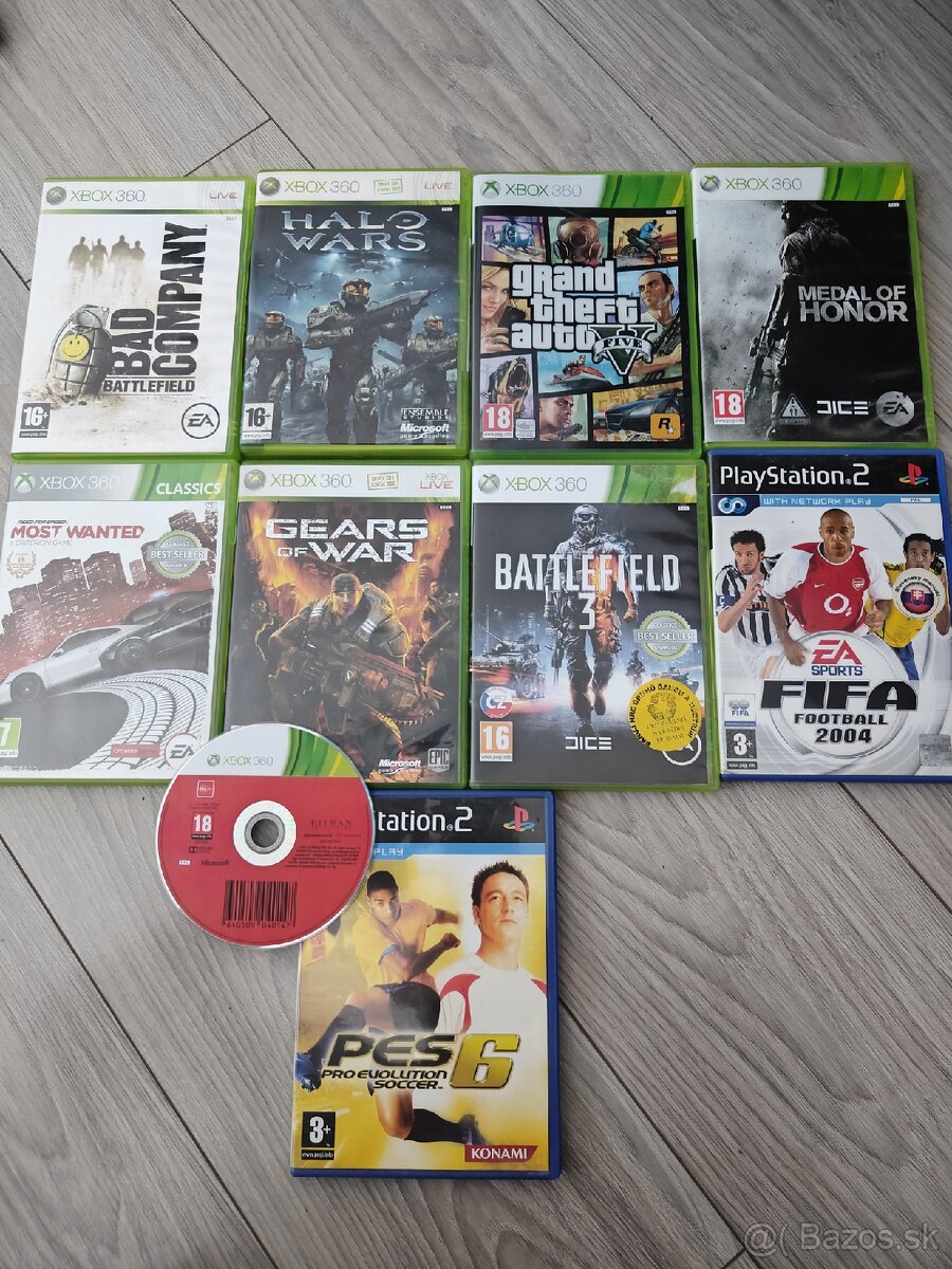 Zbierka starých PS2 a Xbox 360 hier