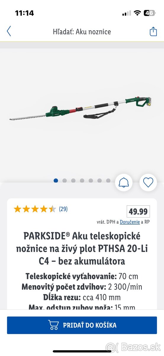 Aku teleskopické nožnice na živý plot PARKSIDE