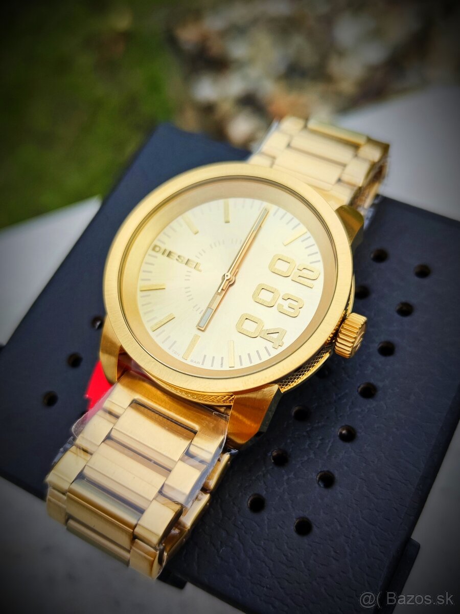 Zlaté hodniky DIESEL - Double Gold 46 mm, ORIGINÁL s krab