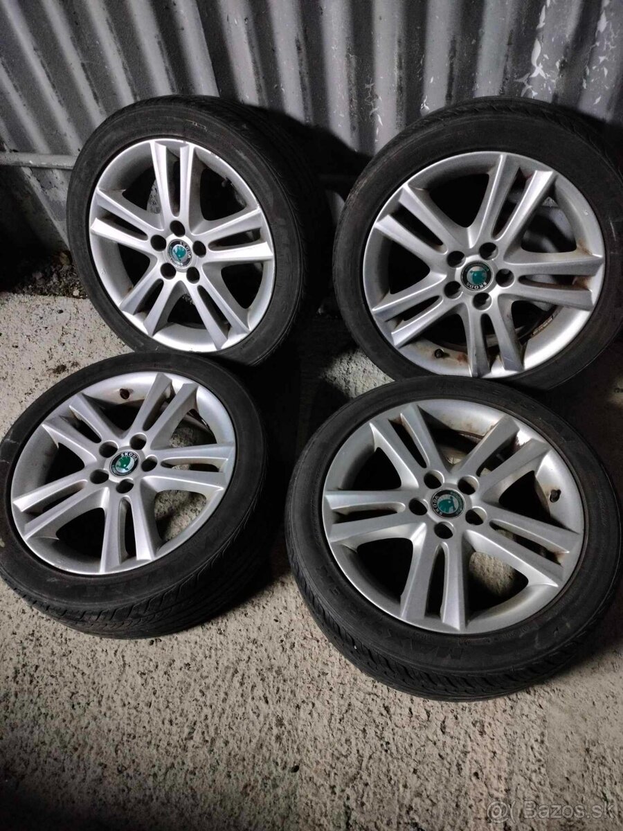 4ks alu disky orig. Škoda 5x100 r16 pneu 205/45 r16 6mm