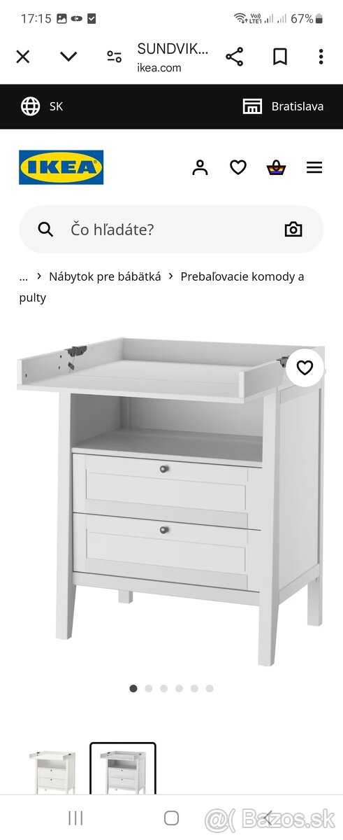 Prebalovací pult ikea