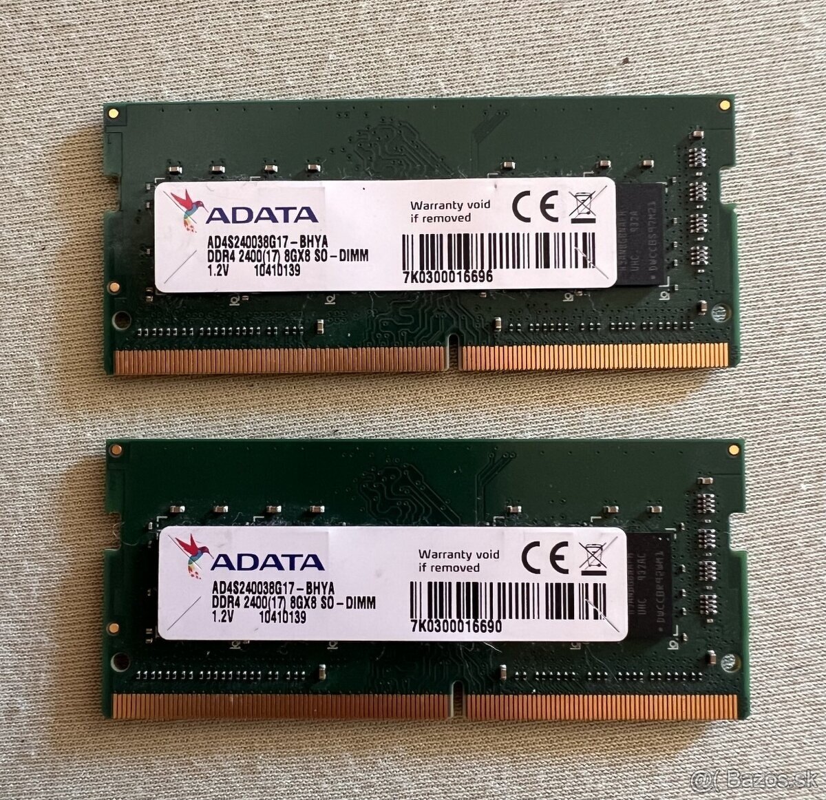 2x8GB (16GB) ADATA DDR4 SO-DIMM 2400MHz RAM