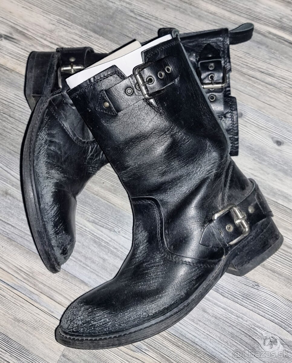 Vintage kožené biker boots č.38