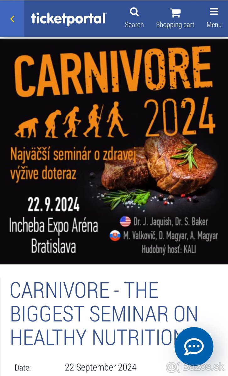 Vstupenka na Carnivore Seminár (Najväčší nutričný seminár)