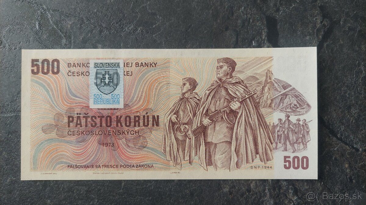 500 Kčs 1973 + SK kolok, stav N