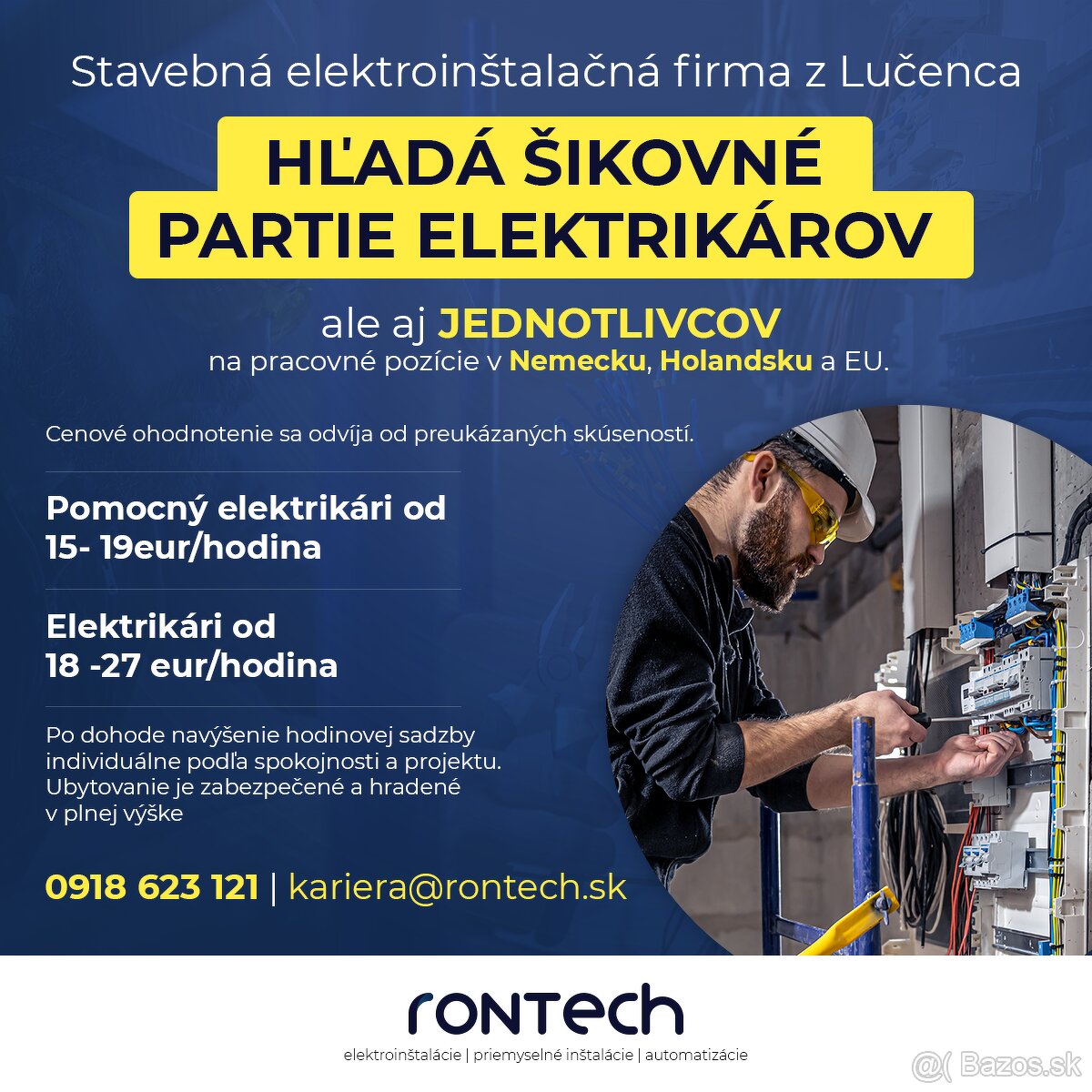 Hľadáme elektrikárov Nemecko/Belgicko/Slovensko