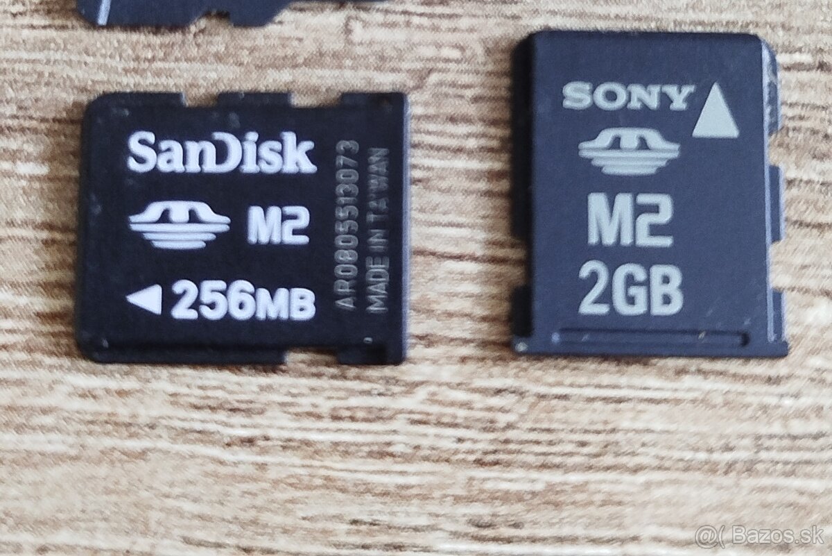 Predám pamäťové karty m2  2gb a 256mb