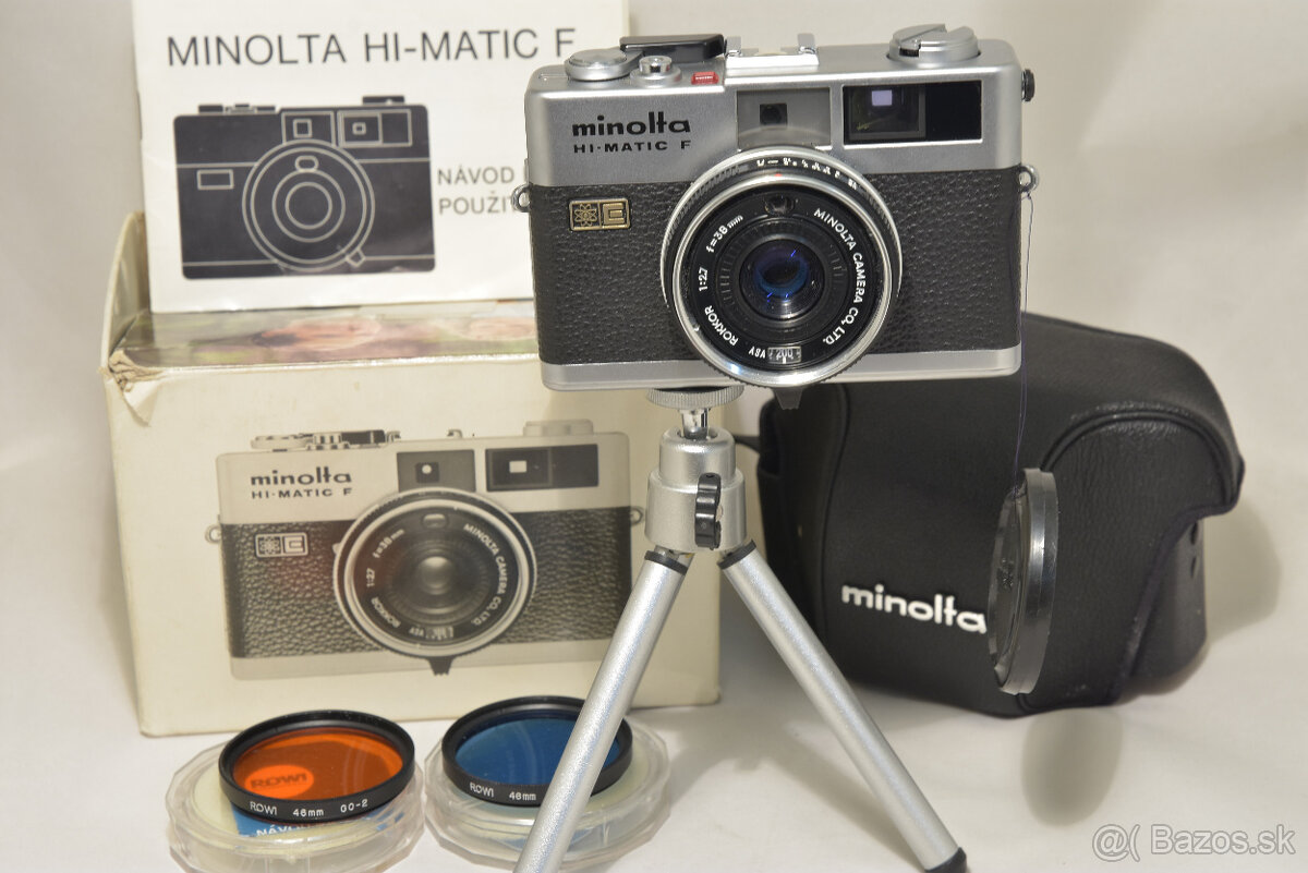 Minolta HI-MATIC F........TOP STAV + PŘÍSLUŠENSTVÍ.