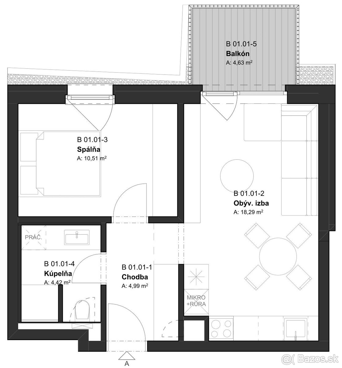 REZERVÁCIA (BD2_01.01) 2-izbový apartmán v projekte KRÁS