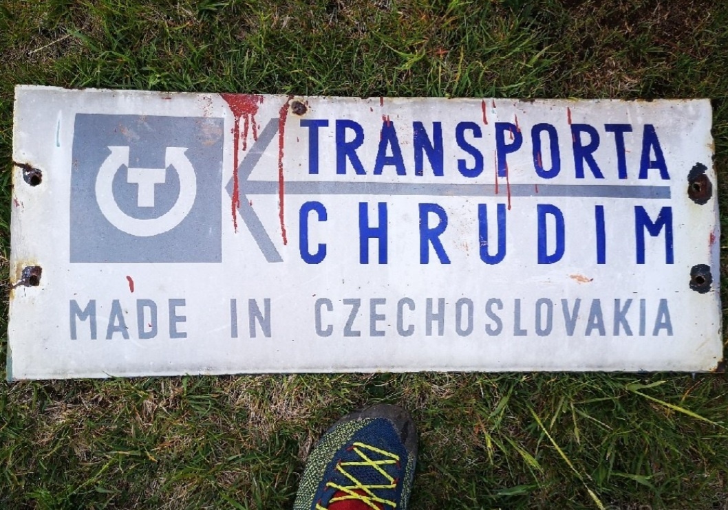 Smaltovana cedula transporta wiesner chrudim