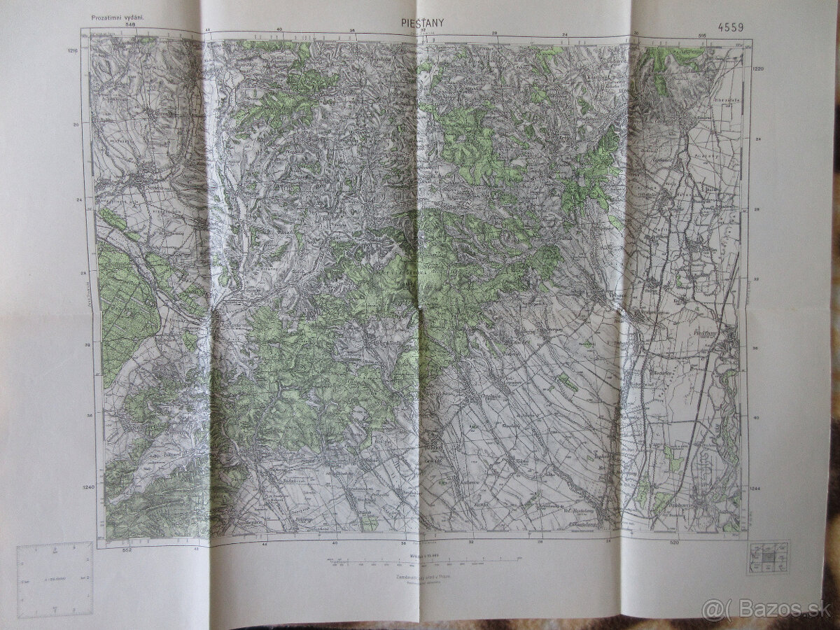 Mapa Piešťany, Dechtice, Senica, Drahovce, Čachtice r. 1945