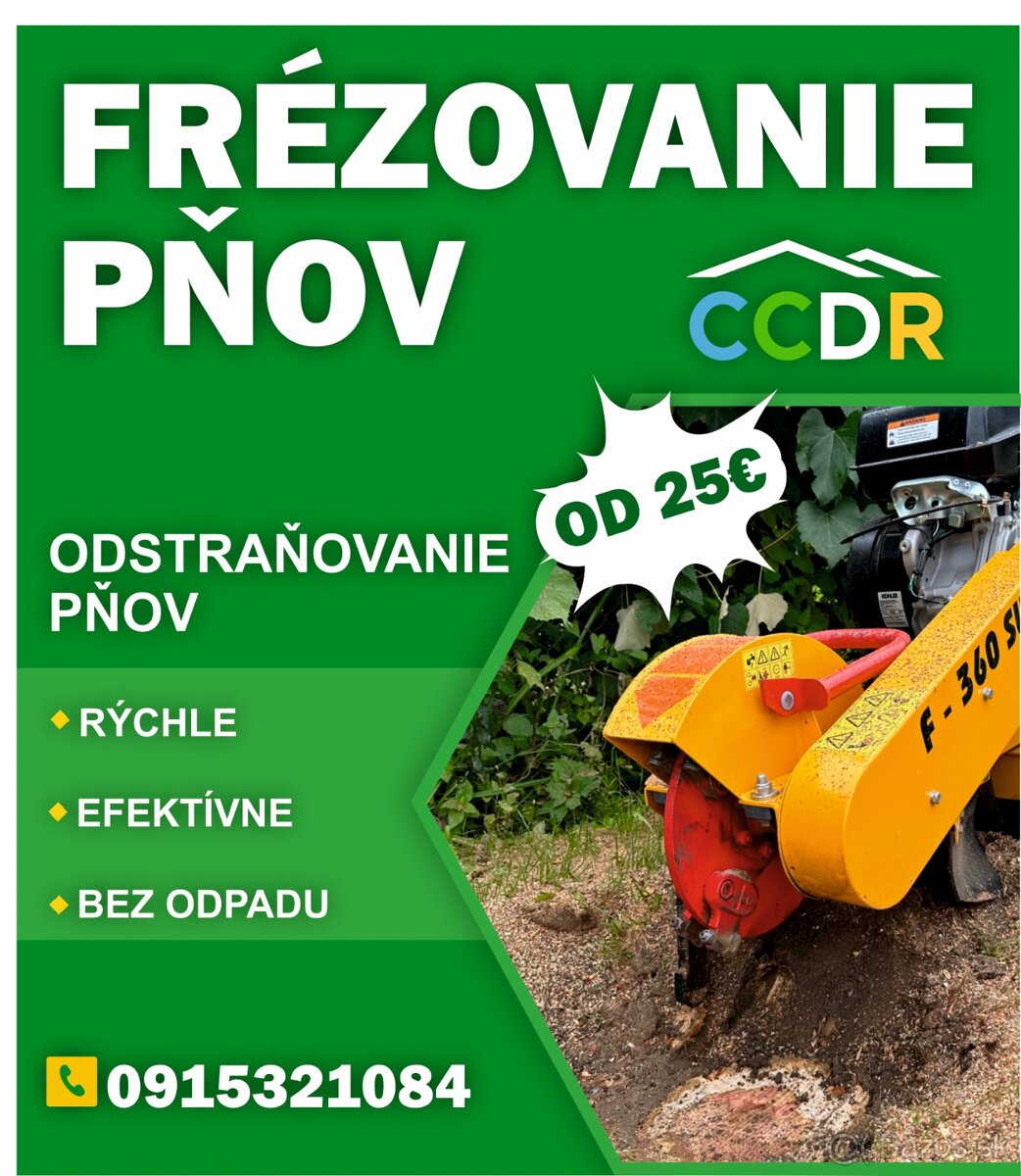 Frézovanie, likvidácia a odstraňovanie pnov