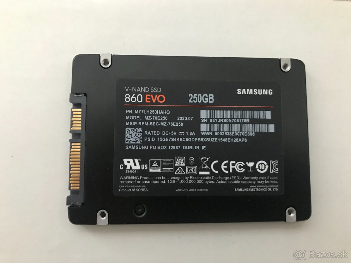 SSD disk samsung 860 evo 250gb.