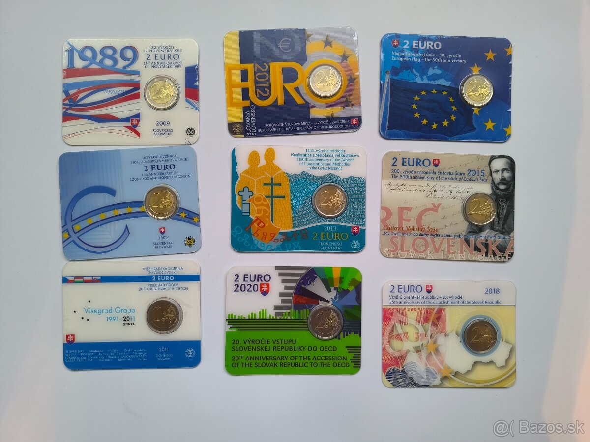 2€ Slovensko coincard - rôzne - viď foto a text