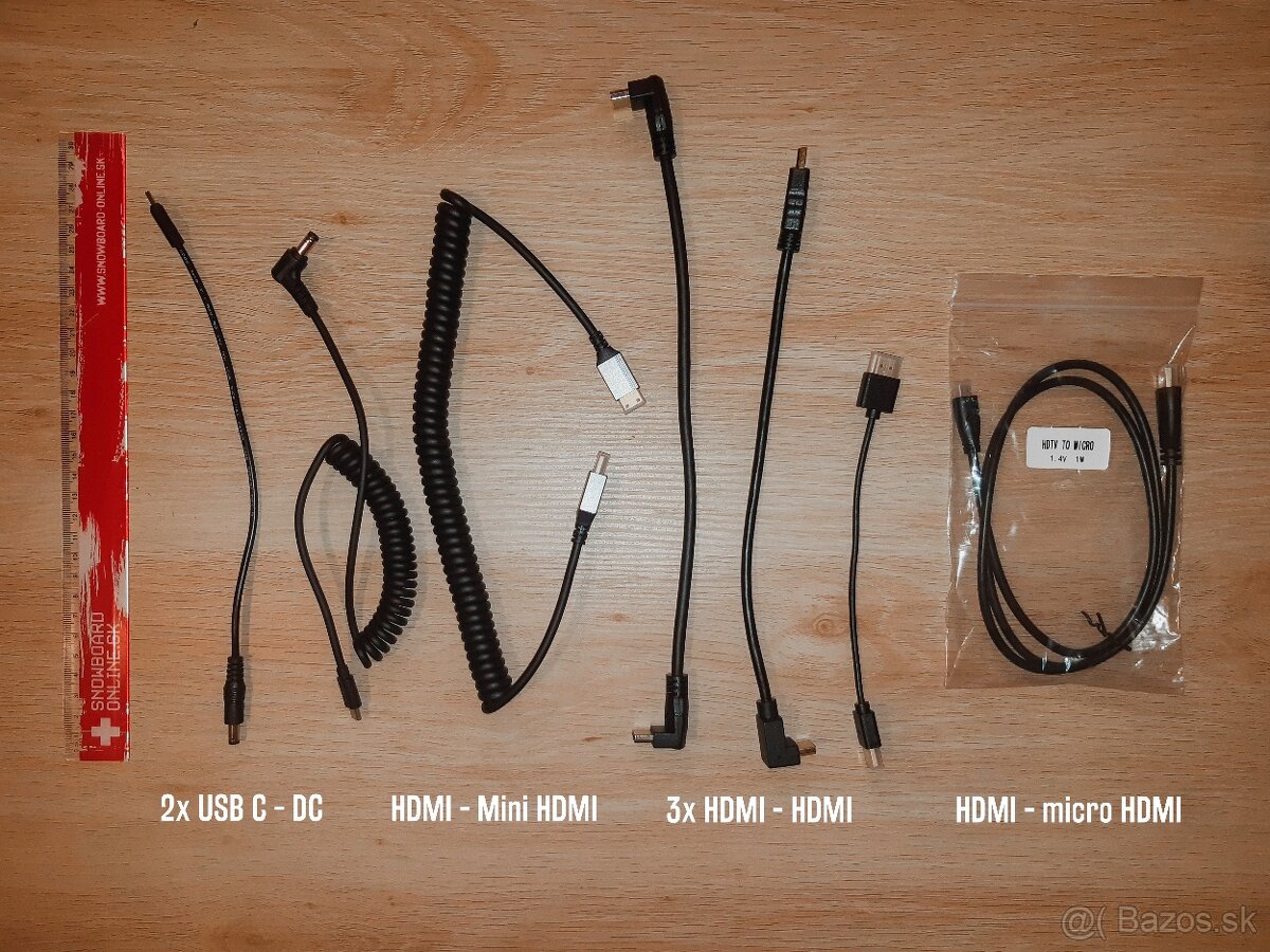 USB-C, HDMI, mini HDMI, micro HDMI a DC káble