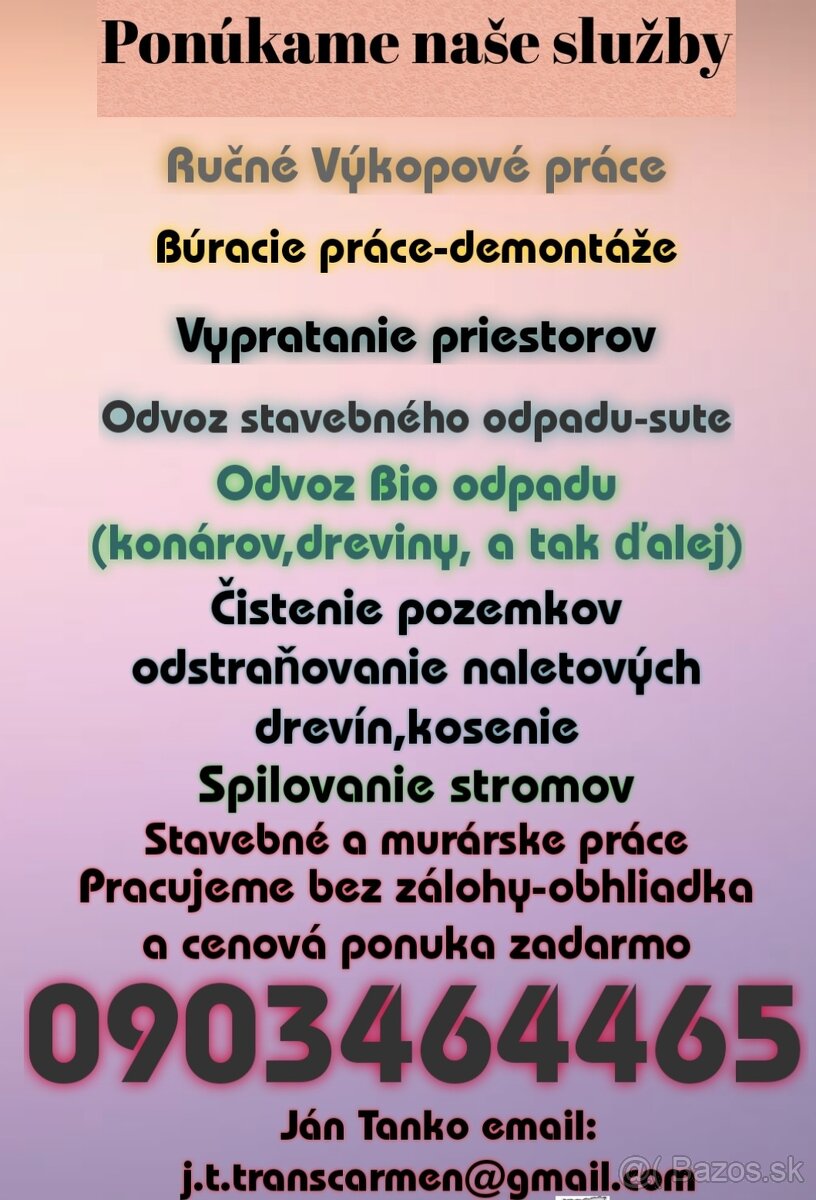 Ručné Výkopové práce búracie práce