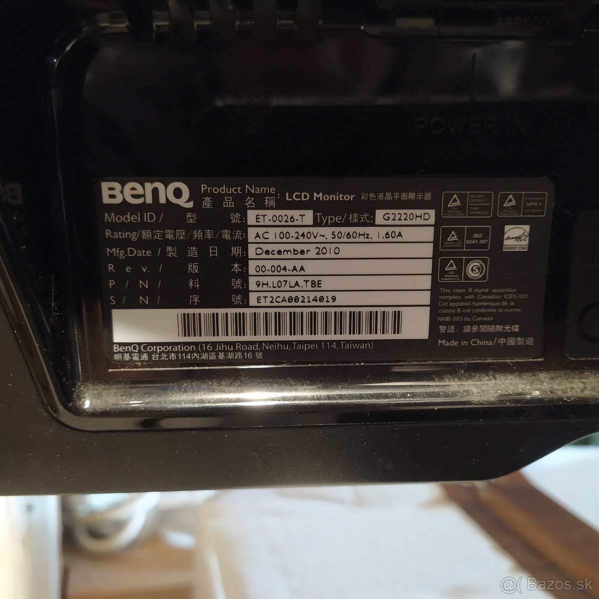 LCD Monitor Benq ET-0026-T