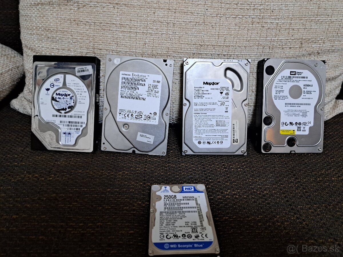 Predám 5 HDD a 1 ssd