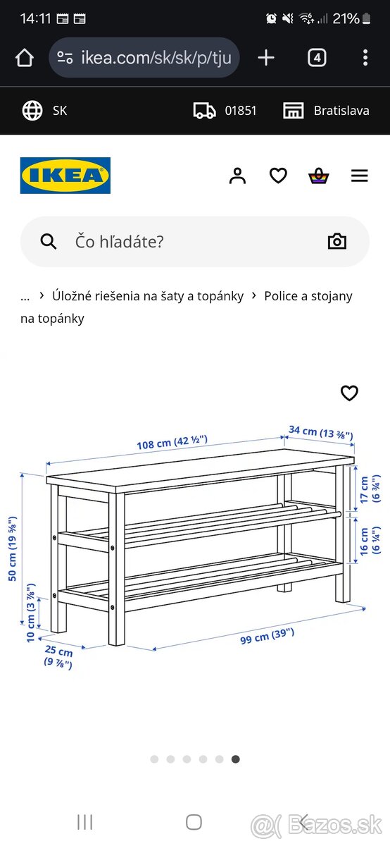 Lavica na topánky