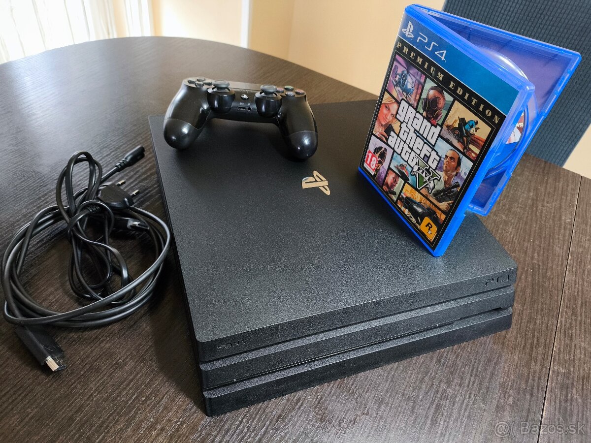 Playstation 4 PRO, 1TB, +1 originál ovládač +2 hry +kabeláž.