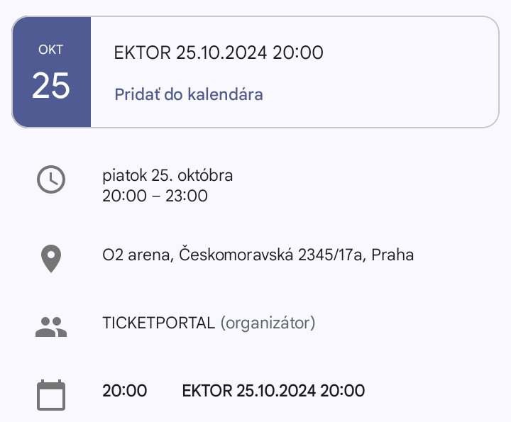 2 Lístky na sedenie (56eur) koncert EKTOR Praha