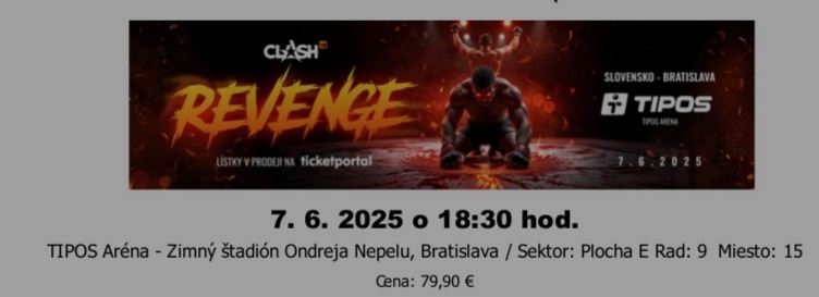 Predám 4 vstupenky na clash 12