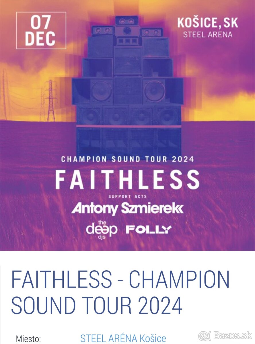 Vstupenky Faithless 7.12.2024 KE