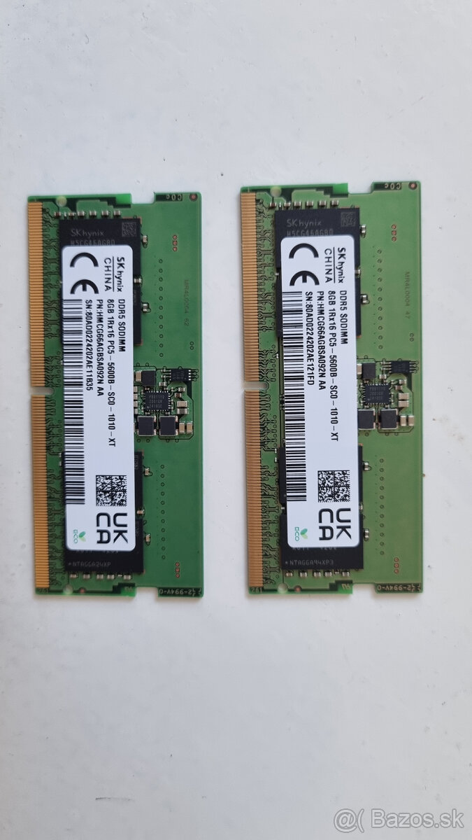 RAM DDR5 SODIMM 2x 8GB 1RX 16 PC5 - 5600B SC0 -1010 XT