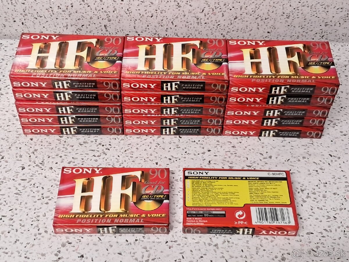 17 x HF 90 Nové nikdy nepoužité zabalené kazety Sony C-90HFC