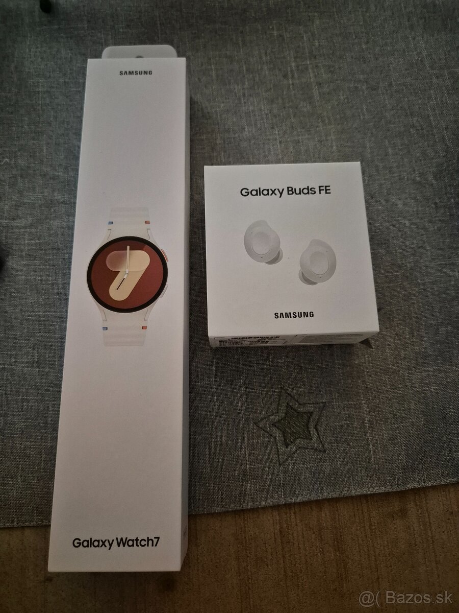 Galaxy Watch7, 40mm, bezove, uplne nove, Galaxy Buds FE