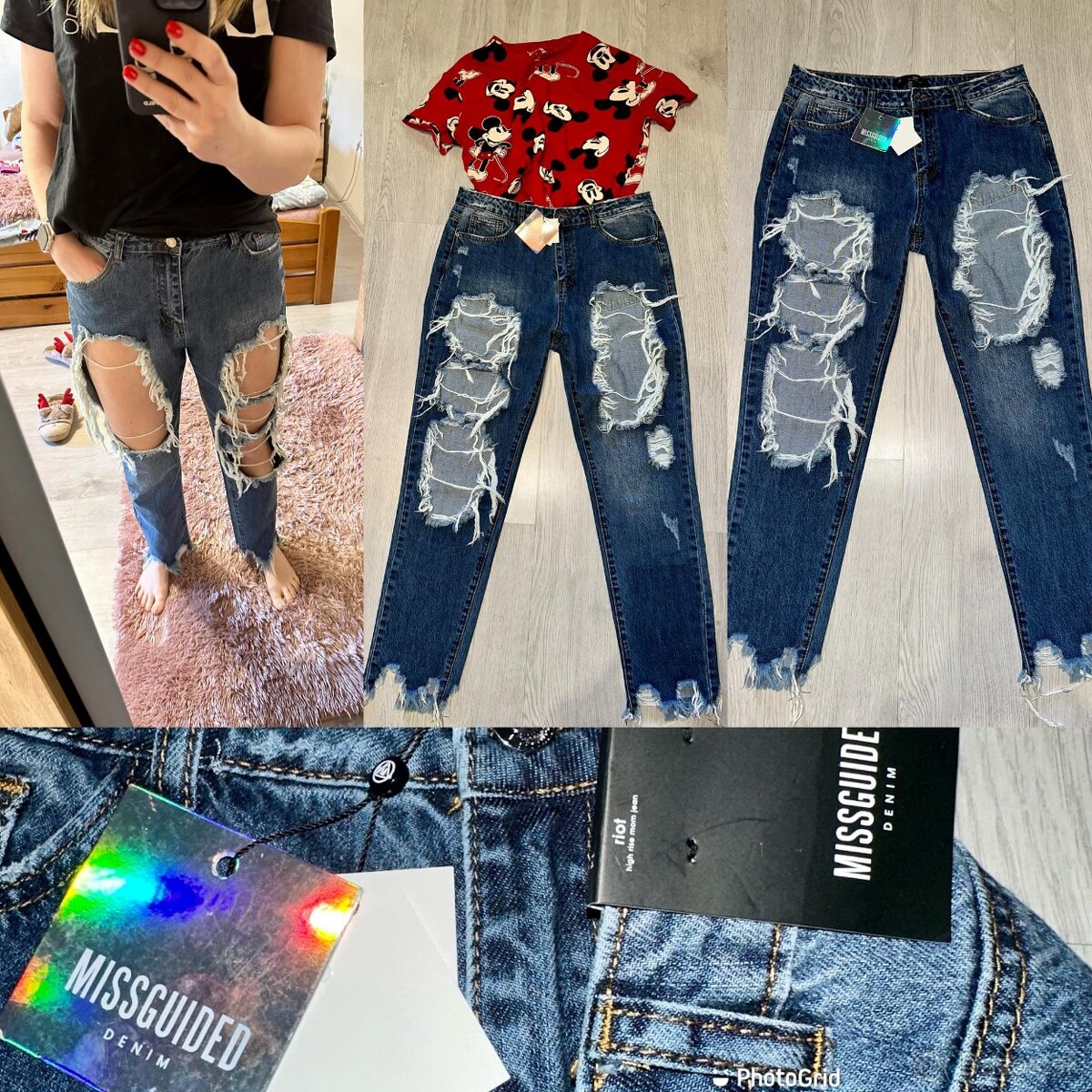 missguided jeans stylove roztrhane dzinsy-rifle s visackou