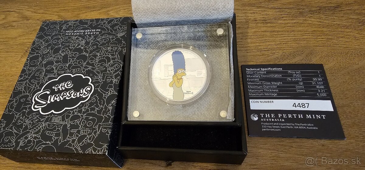 Strieborná minca Tuvalu 1 Oz Marge Simpson 2019