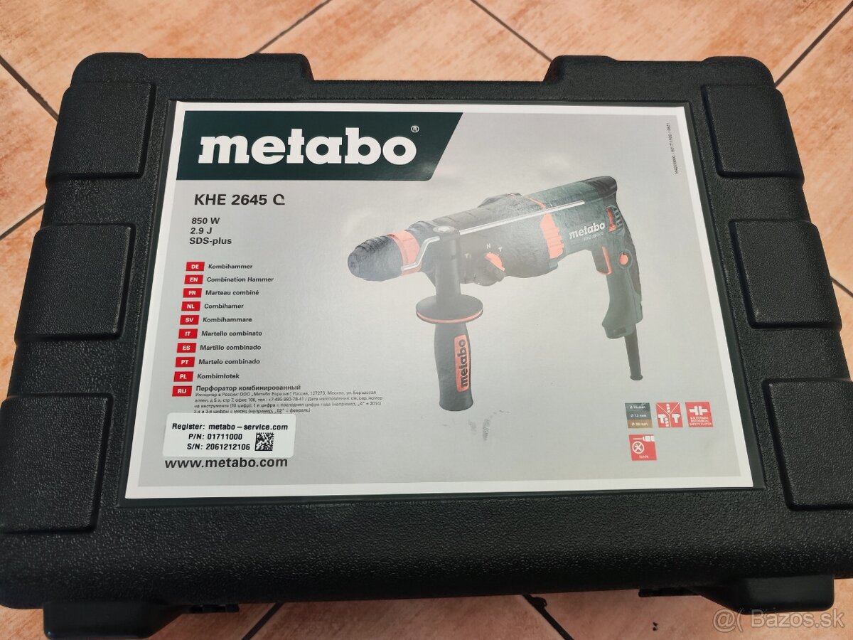 Predam Kladivo kombinované METABO KHE 2645 850W / 2,9J / 2,9