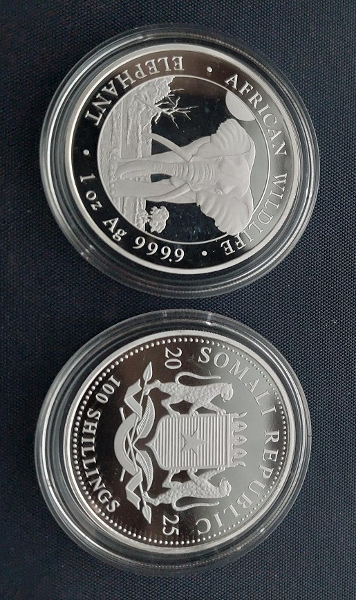 Somalsko Elephant 1oz 2025 investicne striebro