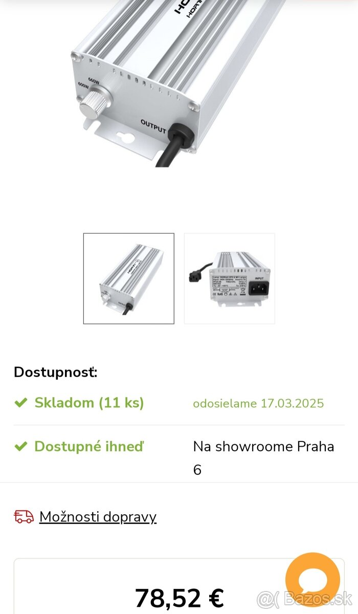 elektronický predradník značky Horti Dim light