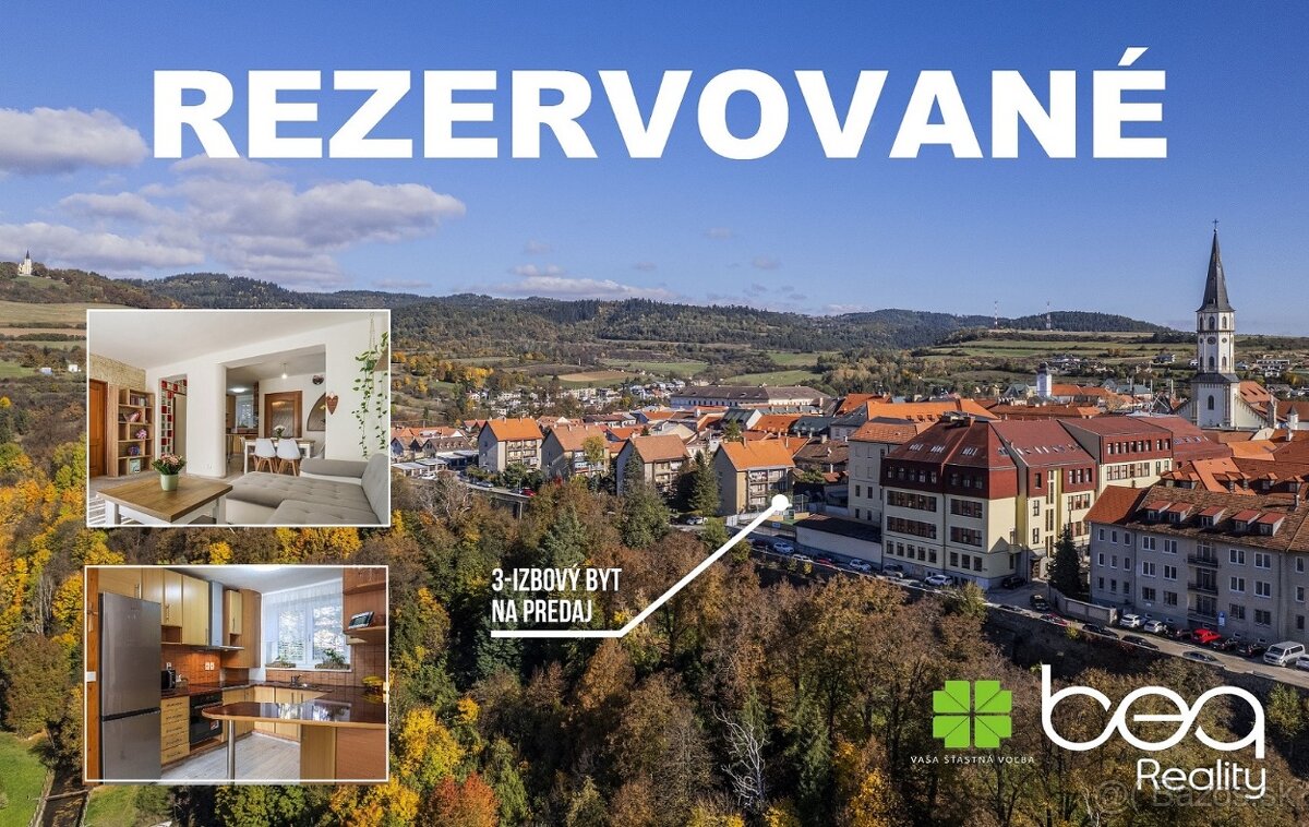 REZERVOVANÝ: 3-izb. byt s balkónom, Levoča, Baštova ul.