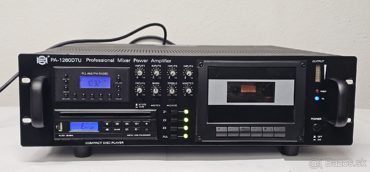 ☆ Zosilňovač SHOW PA-1260DTU CD TAPE USB FM