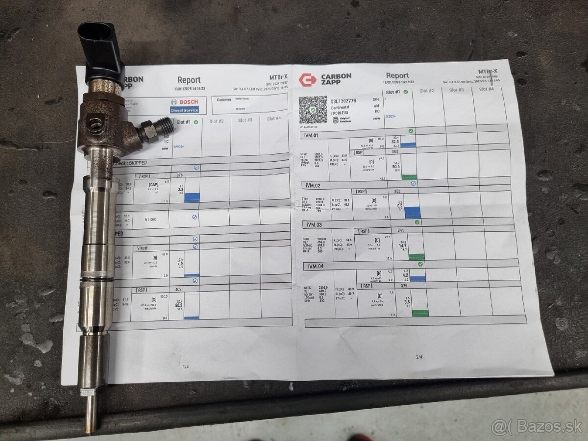 Vstrekovacia tryska 1.6 TDI 03L130277B otestovana + protokol
