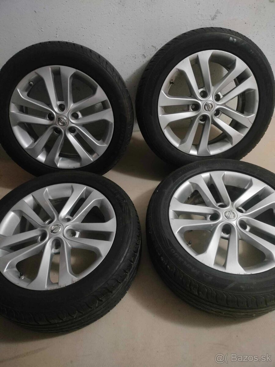 4ks alu orig. Nissan 5x114,3 r17 + pneu 6mm+snimače tlaku