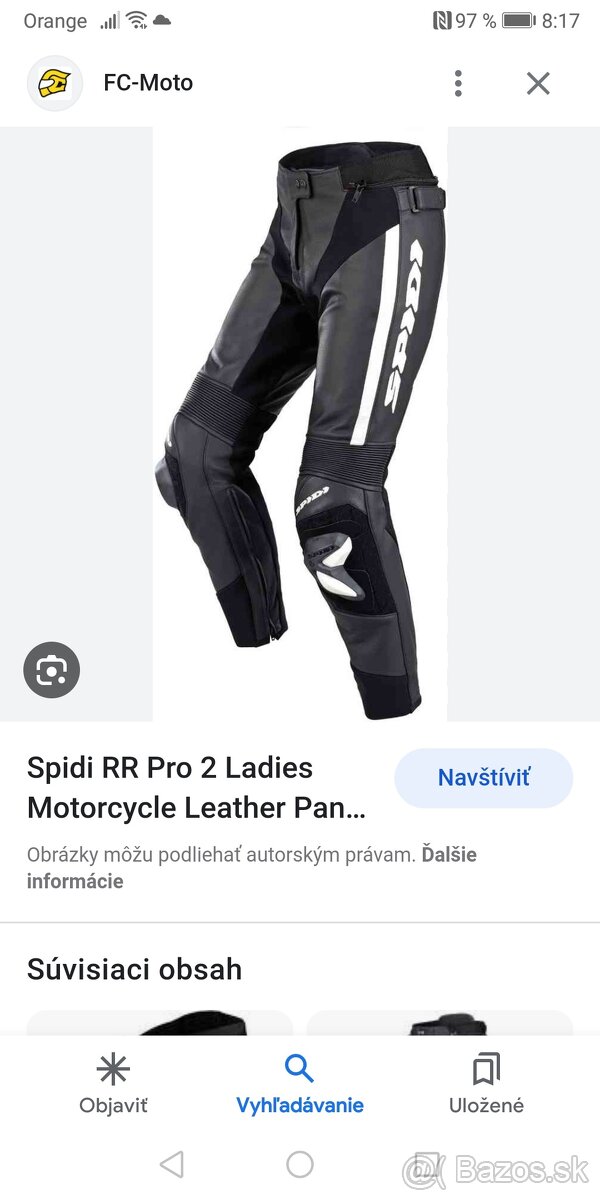 Predám dámske kožené nohavice spidi RR