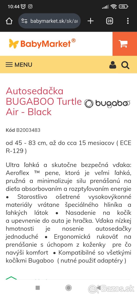 Autosedačka BUGABOO Turtle Air - Black