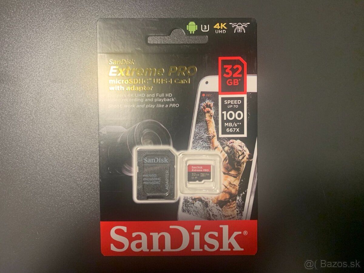 SanDisk micro SDHC 32 GB Extreme Pro A1 UHS-I (V30) + SD ada